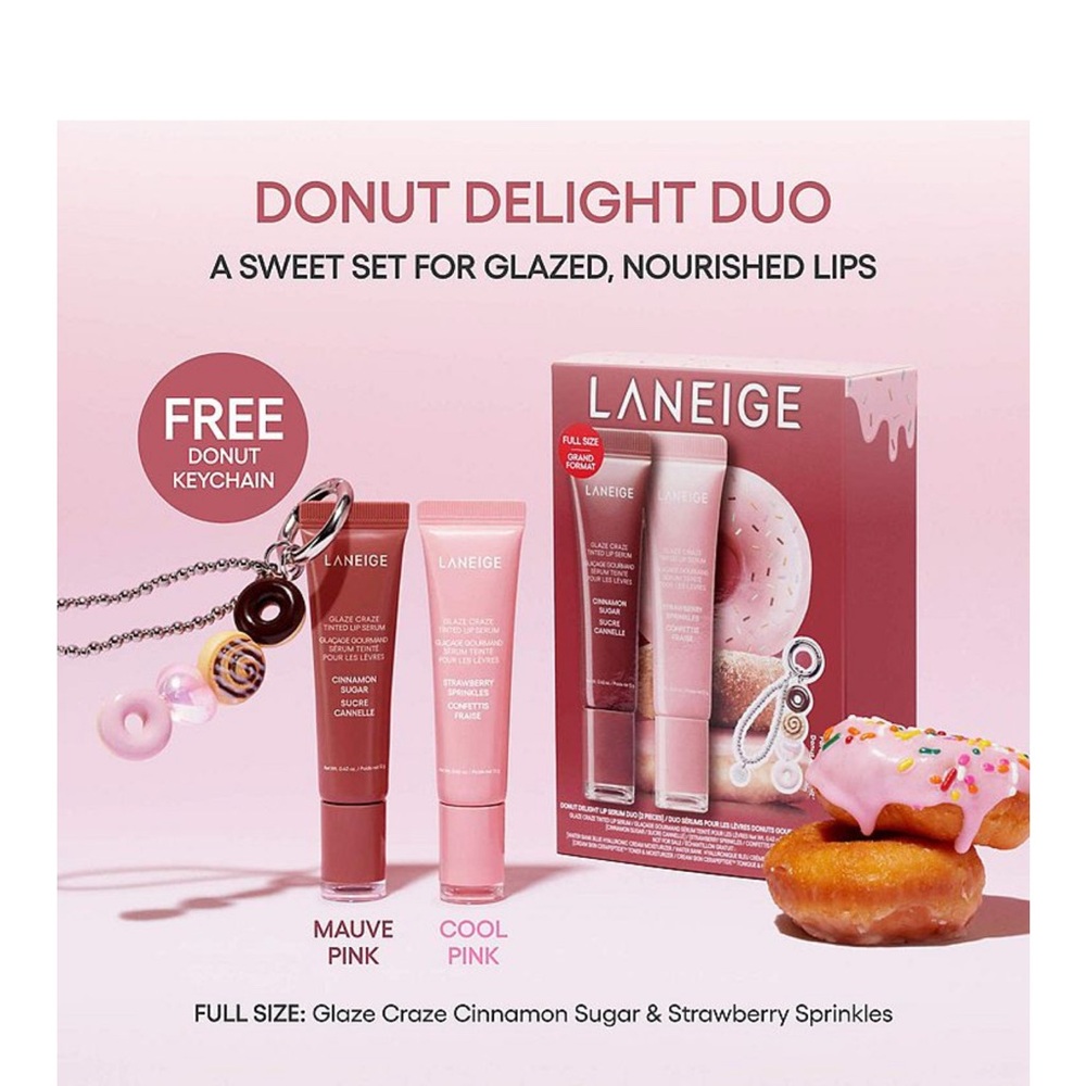 LANEIGE Lip Glaze Set - Mauve Pink & Cool Pink